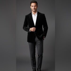 Elegant Black Velvet Sport Coat